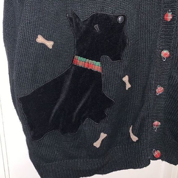 Vtg Scottie dog black sweater vest - Picture 5 of 11